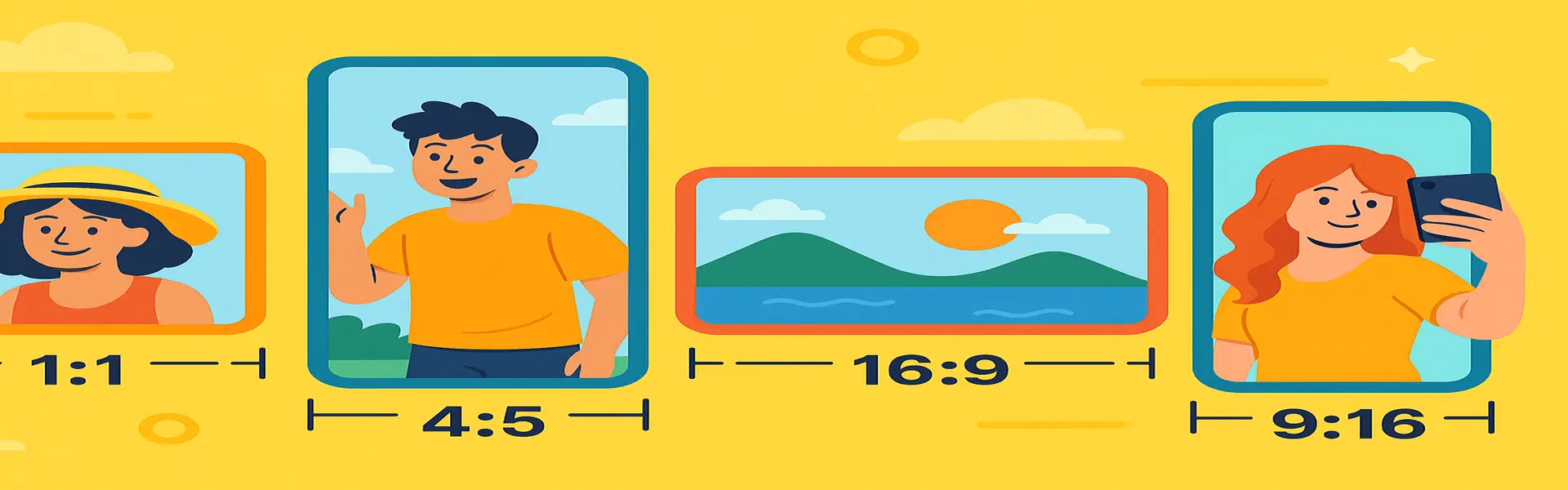 An image being cropped to fit different social media aspect ratios