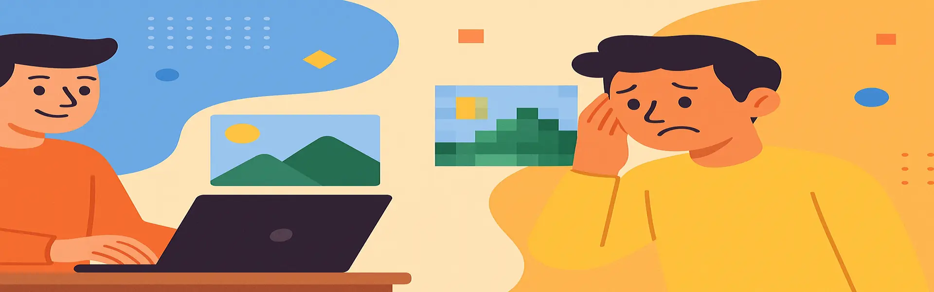 Illustration showing image resizing quality loss