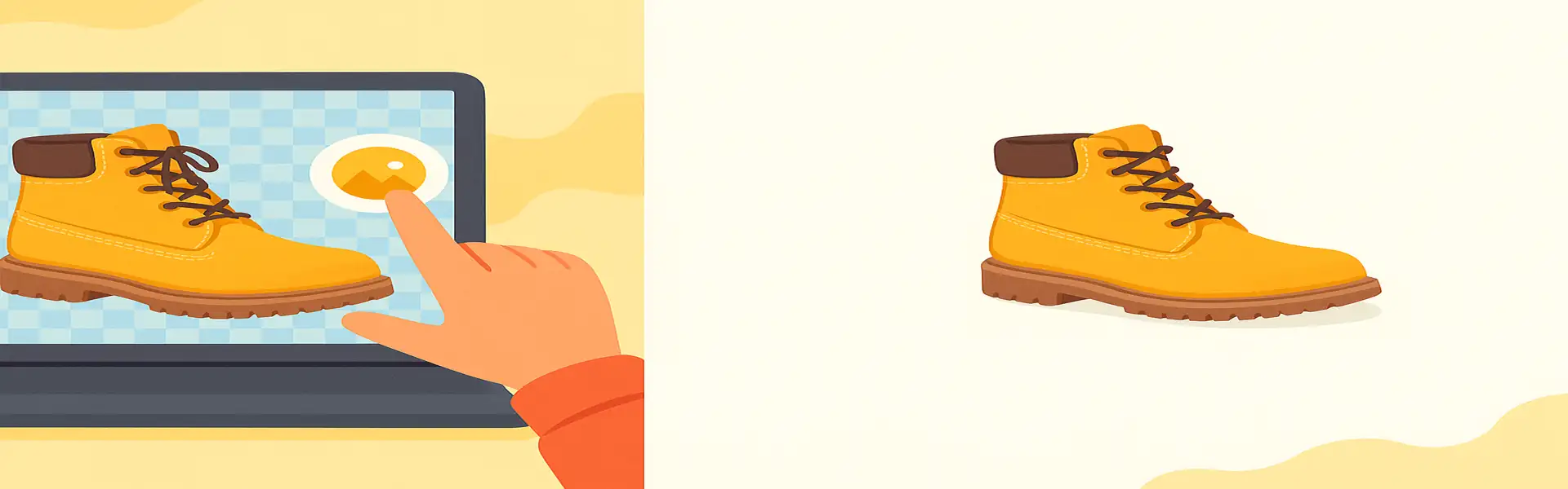 A product shown first in its original setting, then isolated on a pure white background